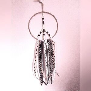 Boho wall hanging dream catcher macrame "Peace & Polka dots"